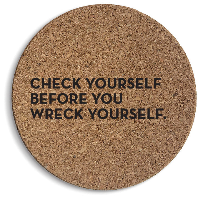 Check Yourself Cork Coaster SIX-PACK